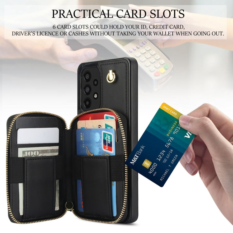 For Samsung Galaxy A53 4G / 5G AwQuer Crossbody Zipper Wallet Rhombic Leather Back Phone Case