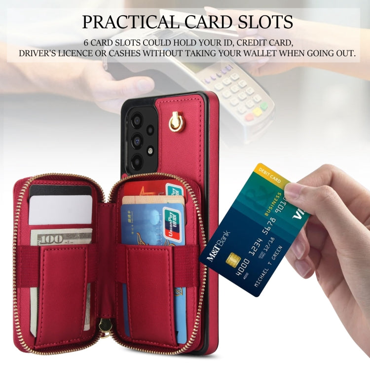 For Samsung Galaxy A53 4G / 5G AwQuer Crossbody Zipper Wallet Rhombic Leather Back Phone Case