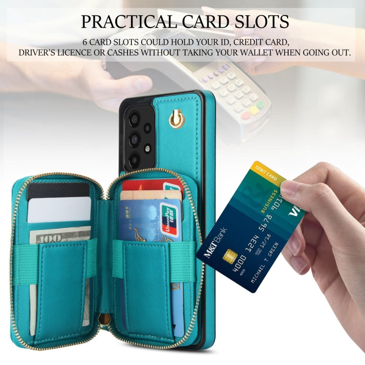 For Samsung Galaxy A53 4G / 5G AwQuer Crossbody Zipper Wallet Rhombic Leather Back Phone Case