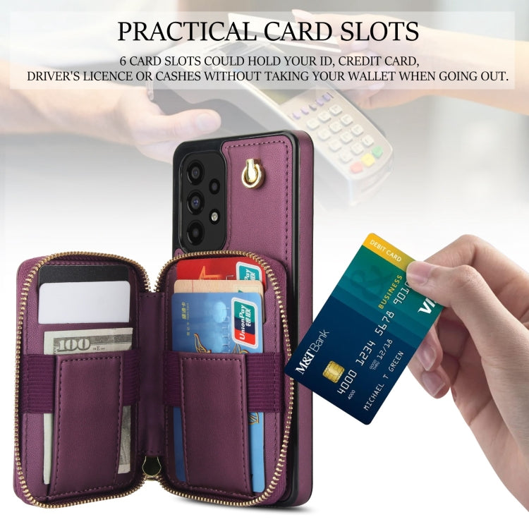 For Samsung Galaxy A53 4G / 5G AwQuer Crossbody Zipper Wallet Rhombic Leather Back Phone Case