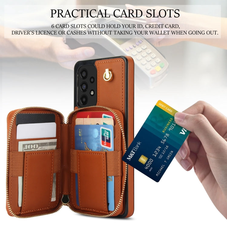 For Samsung Galaxy A53 4G / 5G AwQuer Crossbody Zipper Wallet Rhombic Leather Back Phone Case