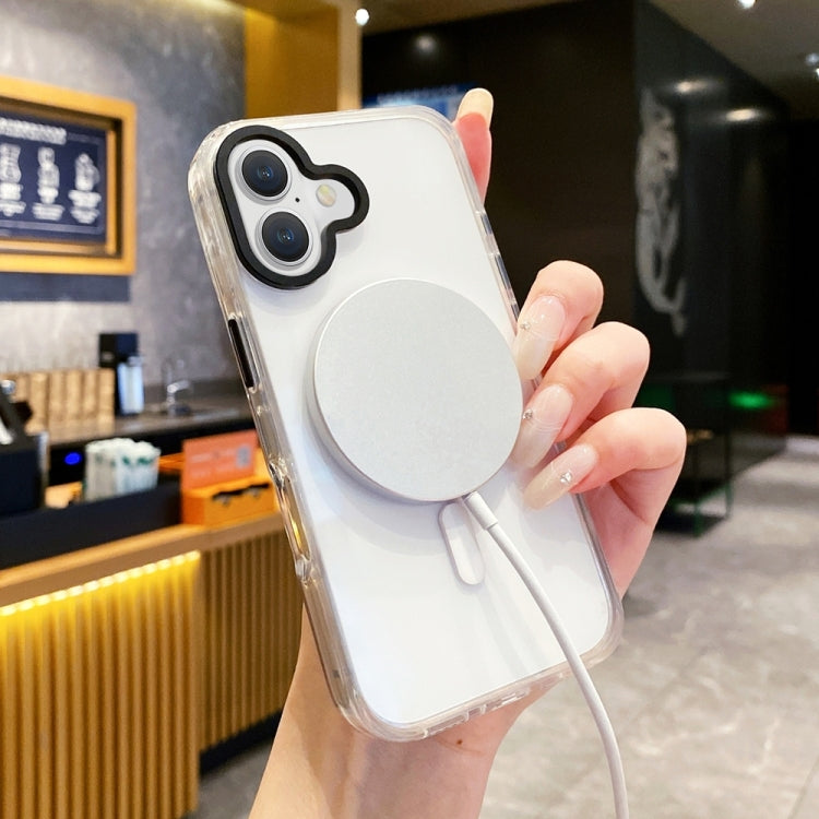 For iPhone 16 Kingsteel Wolf Frosted Lens MagSafe Transparent Phone Case