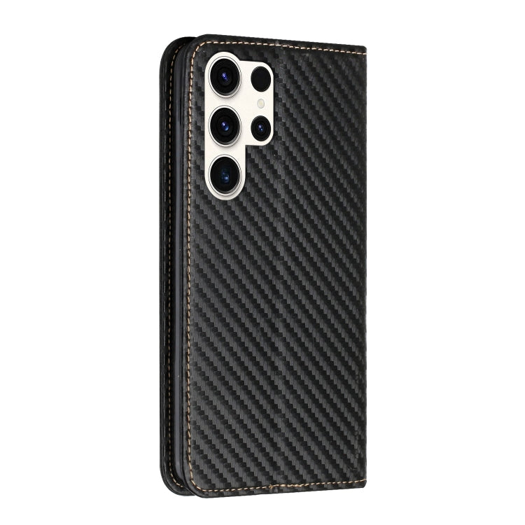 For Samsung Galaxy S25 Ultra 5G Carbon Fiber Texture Magnetic Flip Leather Phone Case