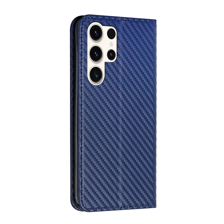 For Samsung Galaxy S25 Ultra 5G Carbon Fiber Texture Magnetic Flip Leather Phone Case