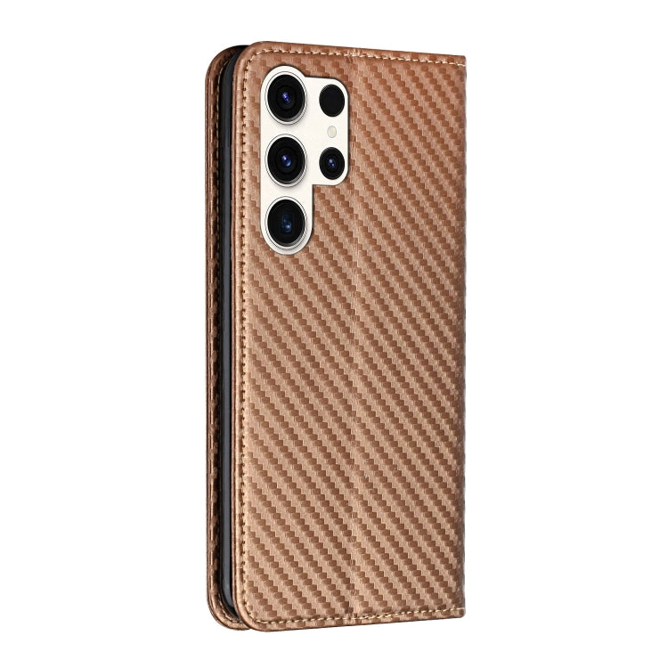 For Samsung Galaxy S25 Ultra 5G Carbon Fiber Texture Magnetic Flip Leather Phone Case