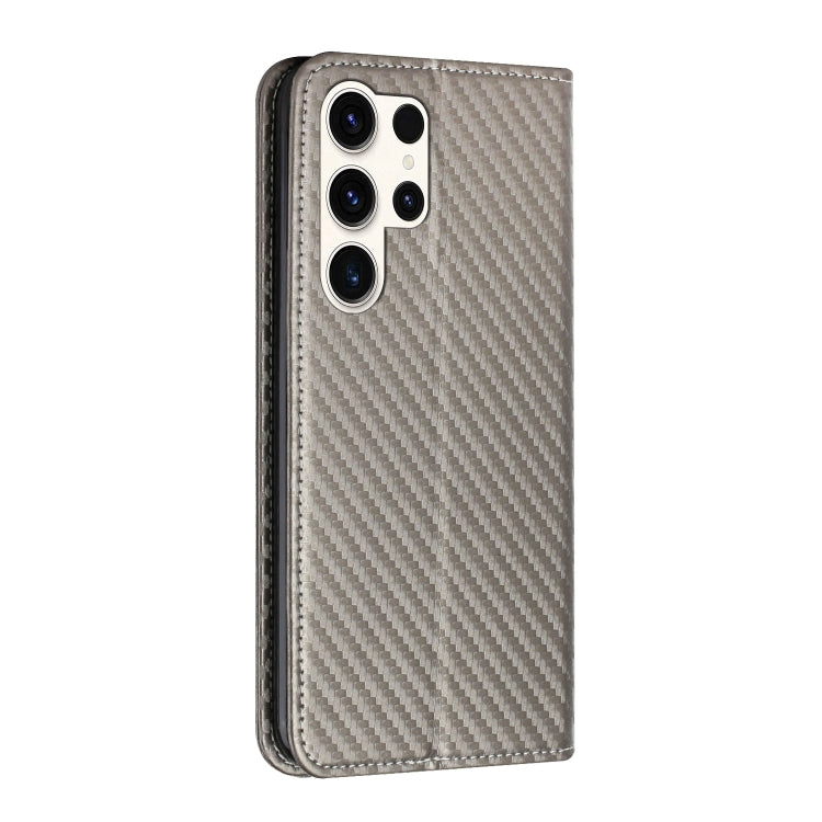 For Samsung Galaxy S25 Ultra 5G Carbon Fiber Texture Magnetic Flip Leather Phone Case