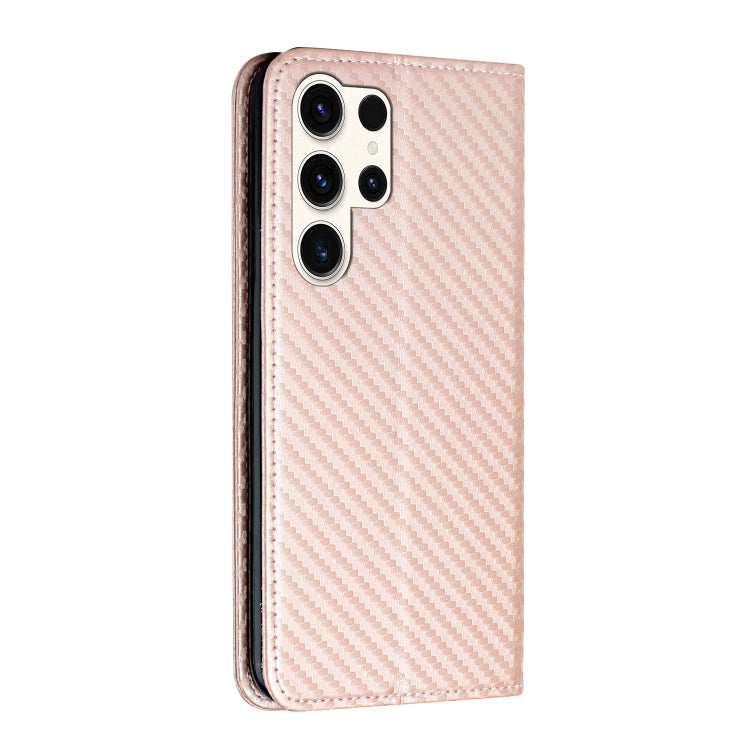 For Samsung Galaxy S25 Ultra 5G Carbon Fiber Texture Magnetic Flip Leather Phone Case