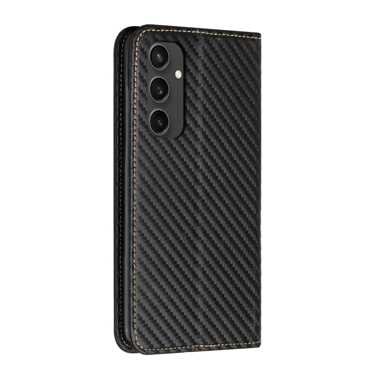 For Samsung Galaxy S24 FE 5G Carbon Fiber Texture Magnetic Flip Leather Phone Case