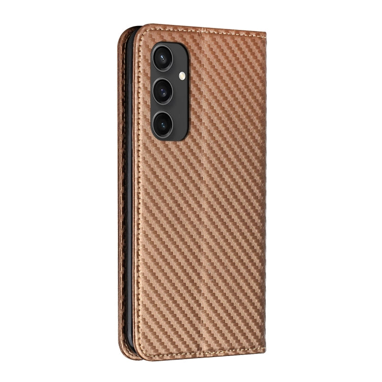For Samsung Galaxy S24 FE 5G Carbon Fiber Texture Magnetic Flip Leather Phone Case