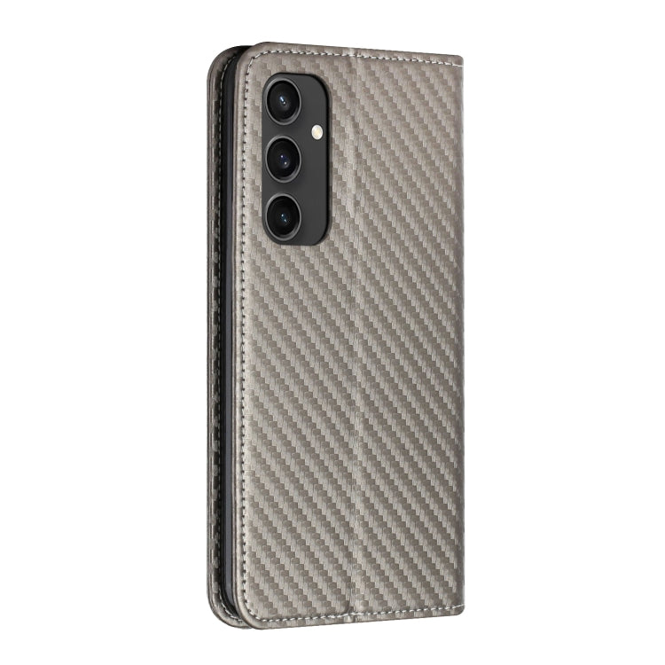 For Samsung Galaxy S24 FE 5G Carbon Fiber Texture Magnetic Flip Leather Phone Case