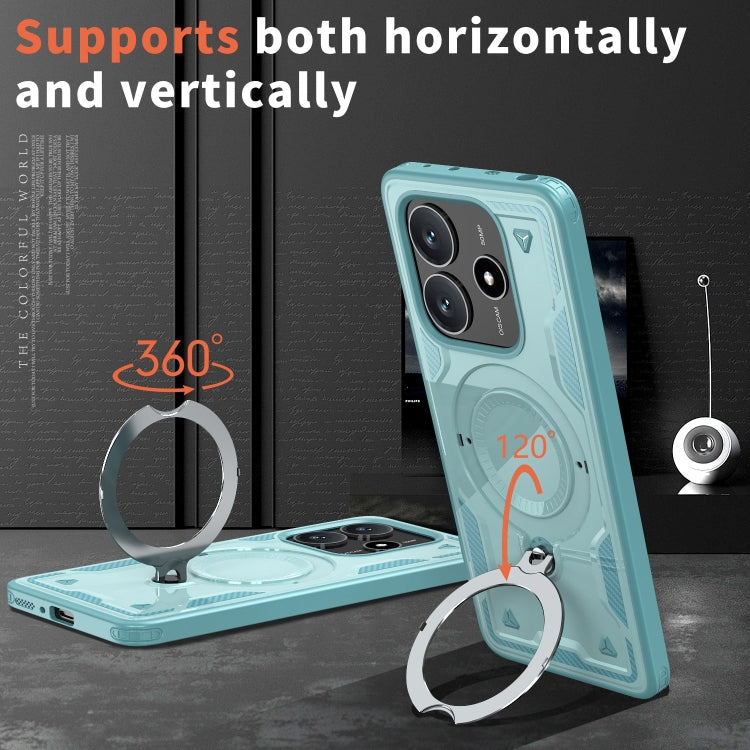 For Redmi Note 14 5G PC Hybrid TPU Armor MagSafe Ring Holder Phone Case