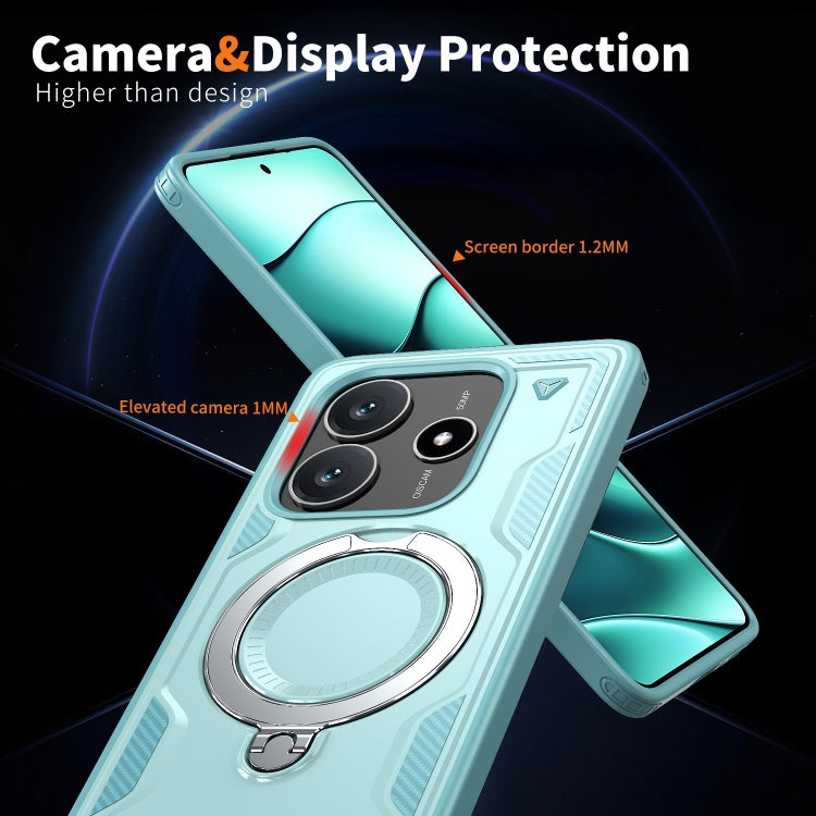 For Redmi Note 14 5G PC Hybrid TPU Armor MagSafe Ring Holder Phone Case