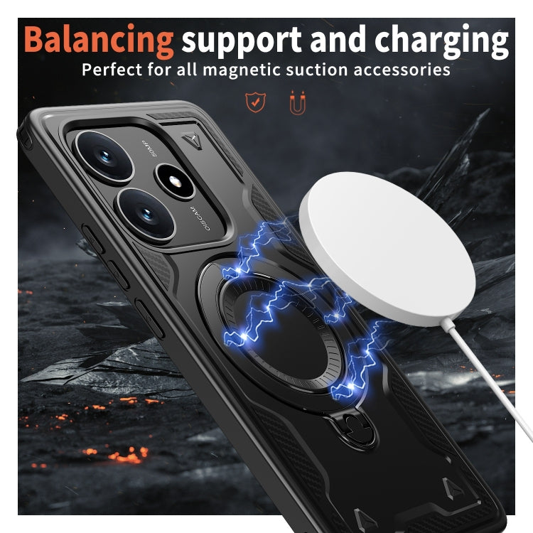 For Redmi Note 14 5G PC Hybrid TPU Armor MagSafe Ring Holder Phone Case
