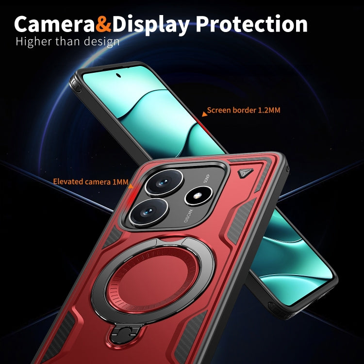 For Redmi Note 14 5G PC Hybrid TPU Armor MagSafe Ring Holder Phone Case