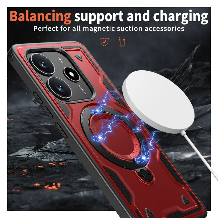 For Redmi Note 14 5G PC Hybrid TPU Armor MagSafe Ring Holder Phone Case
