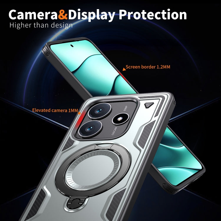 For Redmi Note 14 5G PC Hybrid TPU Armor MagSafe Ring Holder Phone Case