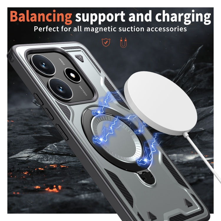 For Redmi Note 14 5G PC Hybrid TPU Armor MagSafe Ring Holder Phone Case