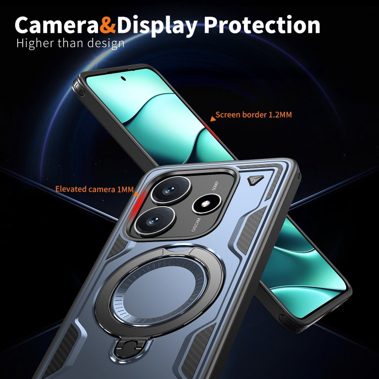 For Redmi Note 14 5G PC Hybrid TPU Armor MagSafe Ring Holder Phone Case