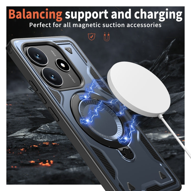For Redmi Note 14 5G PC Hybrid TPU Armor MagSafe Ring Holder Phone Case
