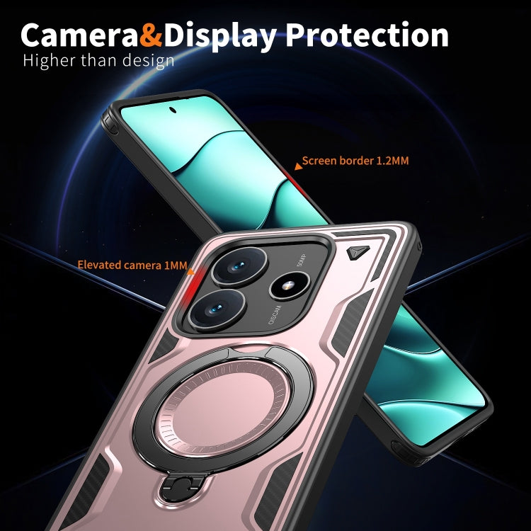 For Redmi Note 14 5G PC Hybrid TPU Armor MagSafe Ring Holder Phone Case