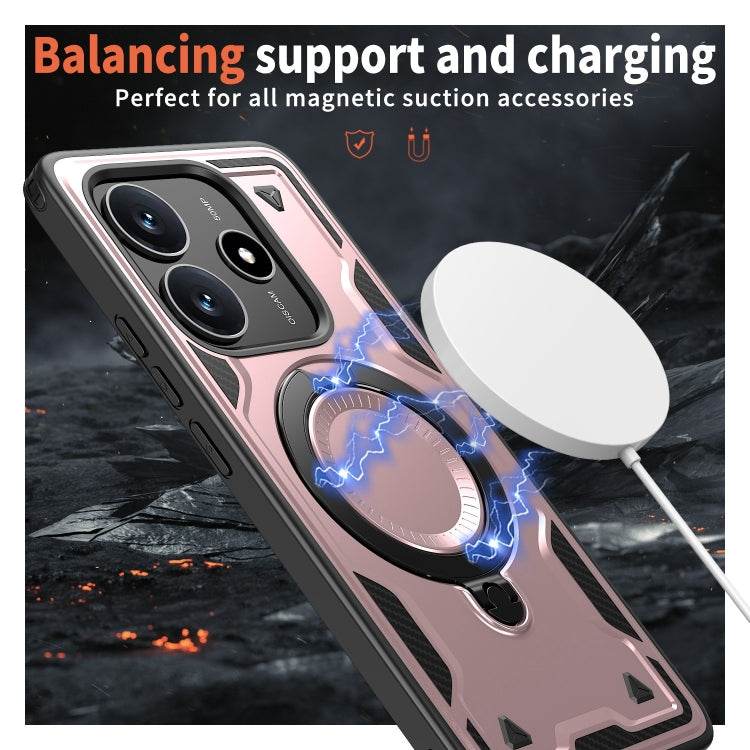 For Redmi Note 14 5G PC Hybrid TPU Armor MagSafe Ring Holder Phone Case