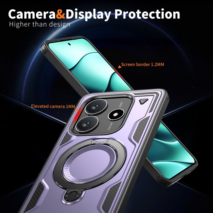 For Redmi Note 14 5G PC Hybrid TPU Armor MagSafe Ring Holder Phone Case