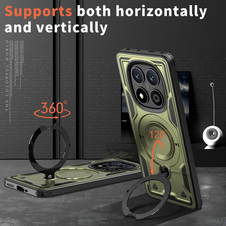 For Redmi Note 14 Pro / 14 Pro+ 5G PC Hybrid TPU Armor MagSafe Ring Holder Phone Case
