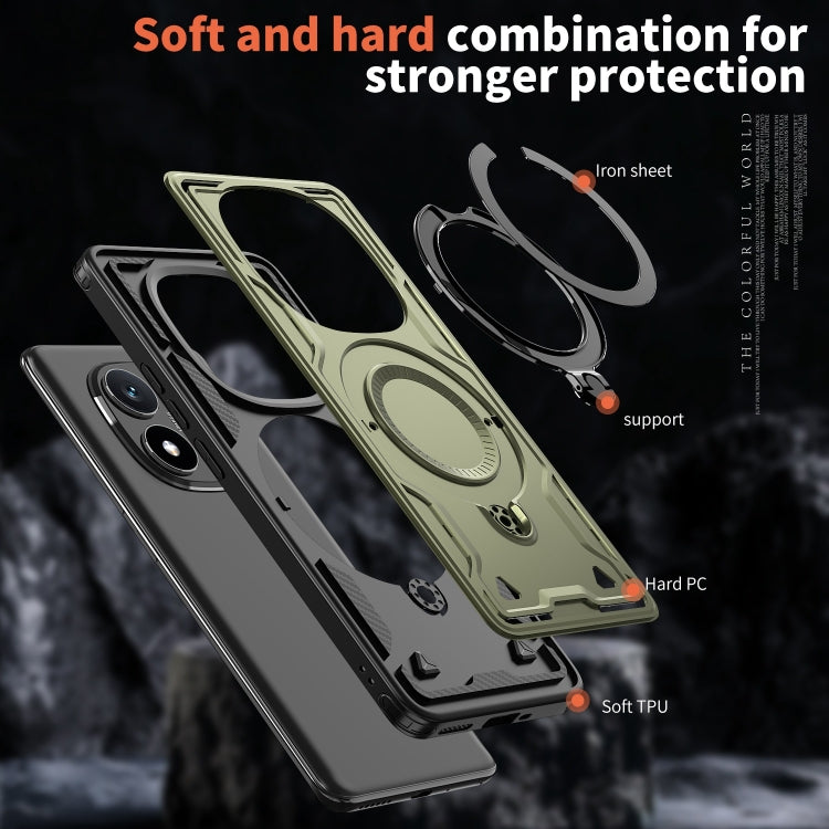 For Redmi Note 14 Pro / 14 Pro+ 5G PC Hybrid TPU Armor MagSafe Ring Holder Phone Case