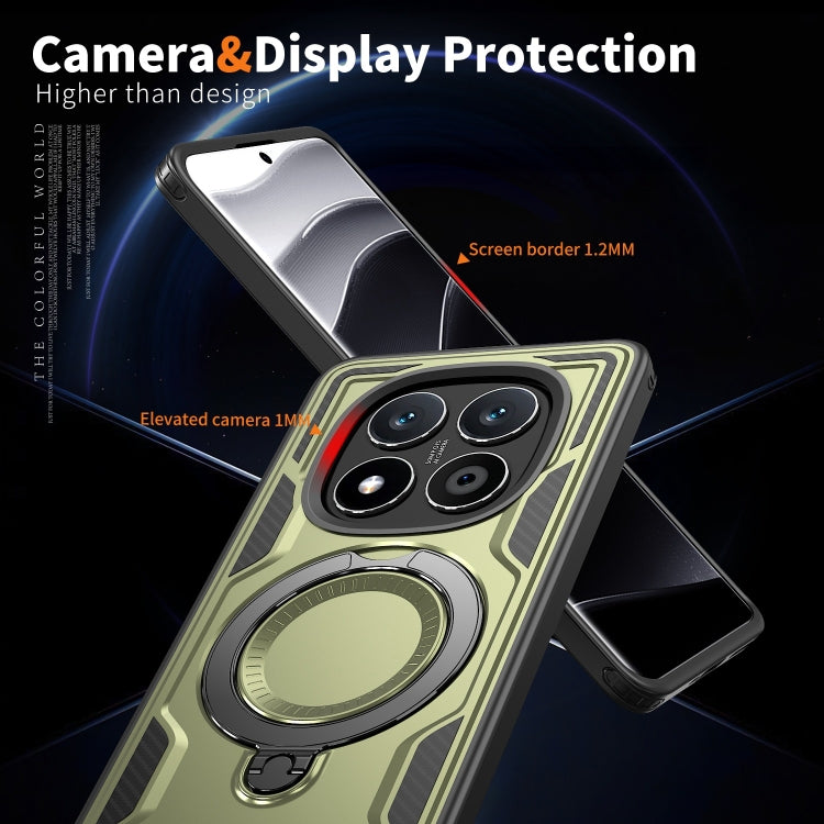 For Redmi Note 14 Pro / 14 Pro+ 5G PC Hybrid TPU Armor MagSafe Ring Holder Phone Case