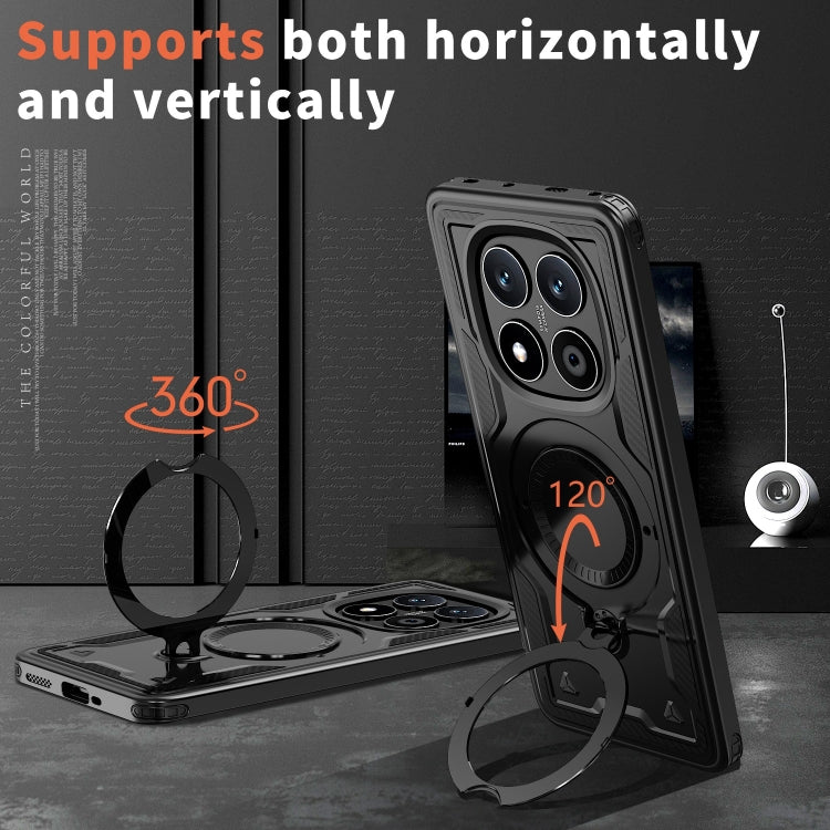 For Redmi Note 14 Pro / 14 Pro+ 5G PC Hybrid TPU Armor MagSafe Ring Holder Phone Case