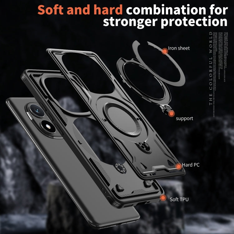 For Redmi Note 14 Pro / 14 Pro+ 5G PC Hybrid TPU Armor MagSafe Ring Holder Phone Case