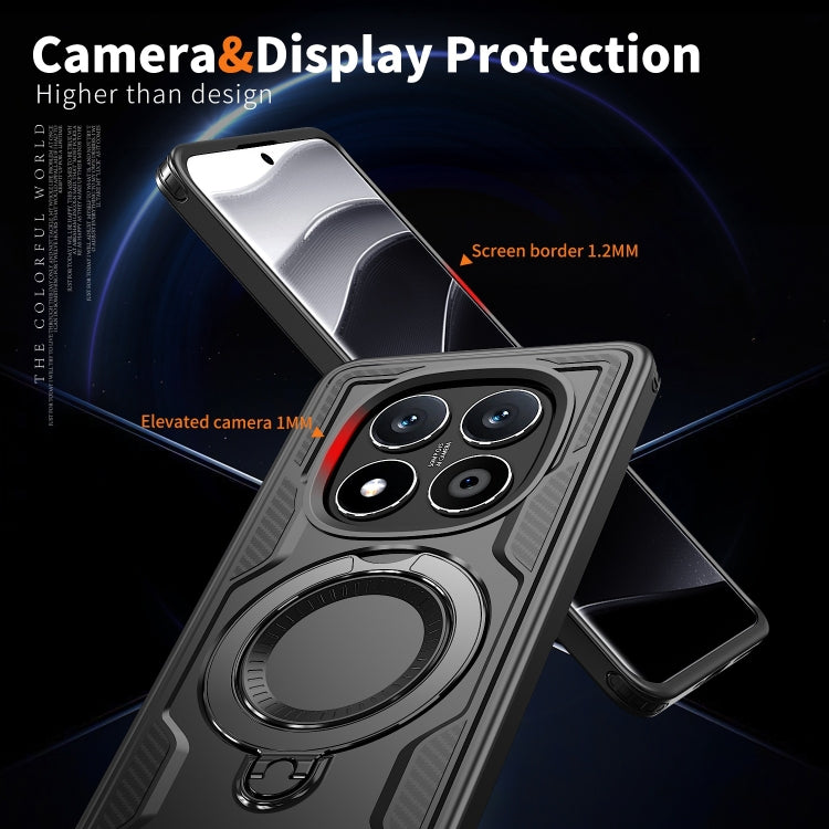 For Redmi Note 14 Pro / 14 Pro+ 5G PC Hybrid TPU Armor MagSafe Ring Holder Phone Case
