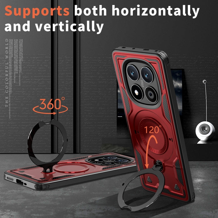 For Redmi Note 14 Pro / 14 Pro+ 5G PC Hybrid TPU Armor MagSafe Ring Holder Phone Case