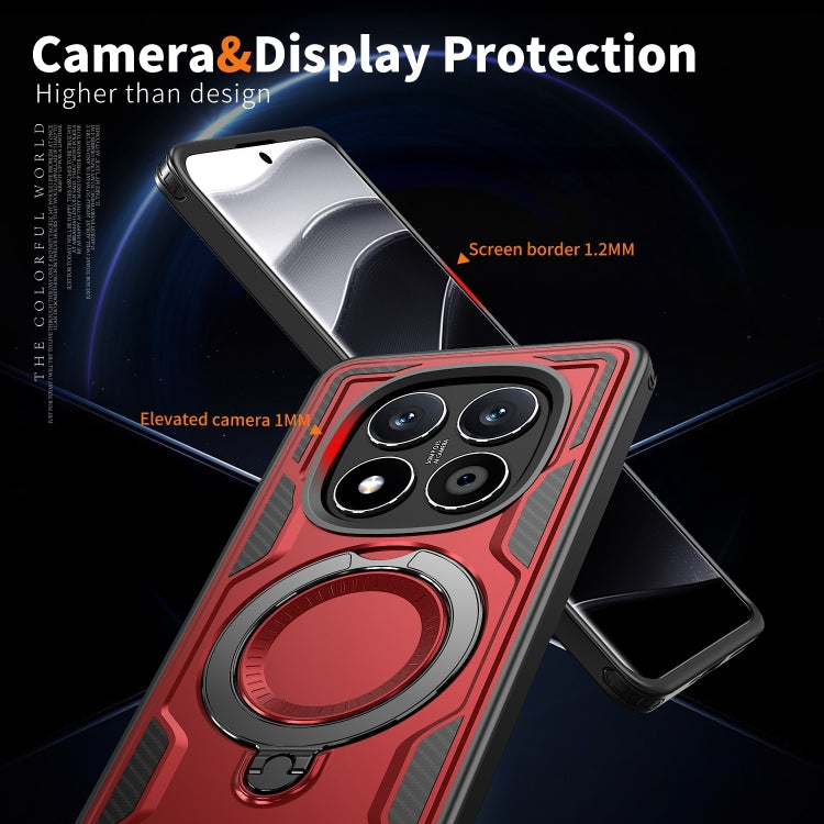For Redmi Note 14 Pro / 14 Pro+ 5G PC Hybrid TPU Armor MagSafe Ring Holder Phone Case