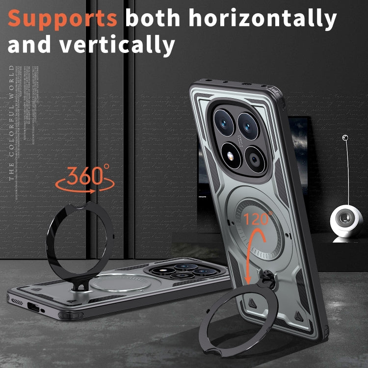 For Redmi Note 14 Pro / 14 Pro+ 5G PC Hybrid TPU Armor MagSafe Ring Holder Phone Case