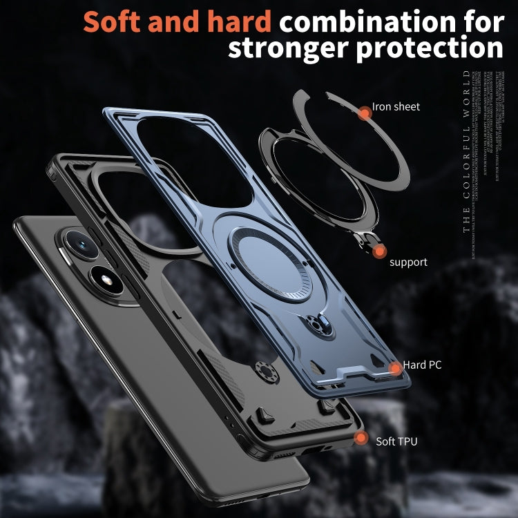 For Redmi Note 14 Pro / 14 Pro+ 5G PC Hybrid TPU Armor MagSafe Ring Holder Phone Case