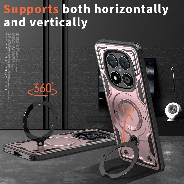 For Redmi Note 14 Pro / 14 Pro+ 5G PC Hybrid TPU Armor MagSafe Ring Holder Phone Case