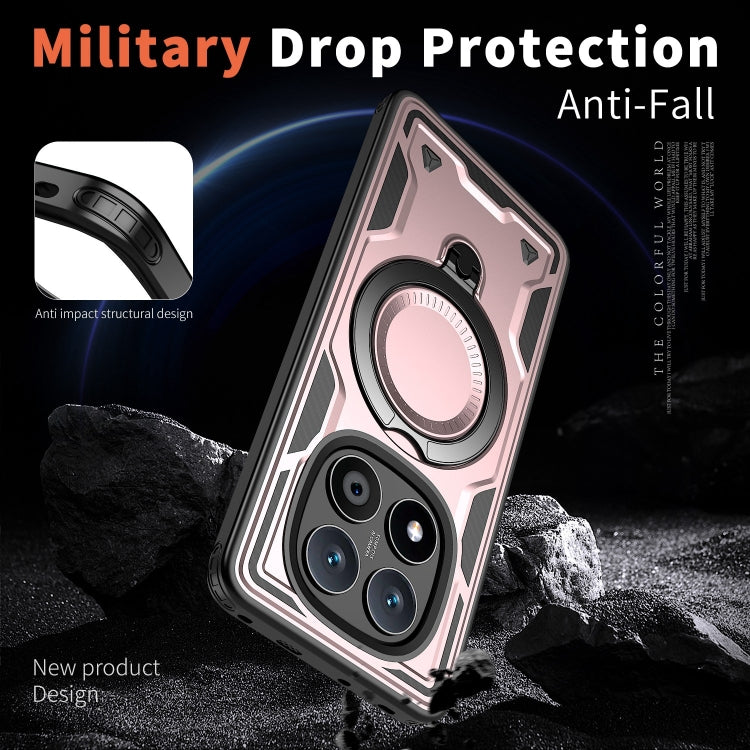 For Redmi Note 14 Pro / 14 Pro+ 5G PC Hybrid TPU Armor MagSafe Ring Holder Phone Case