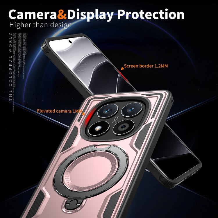 For Redmi Note 14 Pro / 14 Pro+ 5G PC Hybrid TPU Armor MagSafe Ring Holder Phone Case