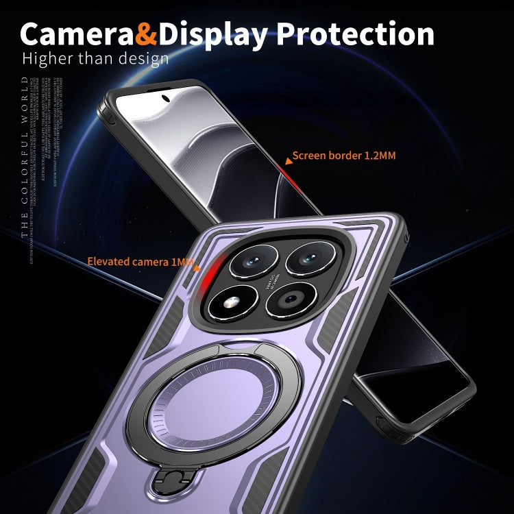 For Redmi Note 14 Pro / 14 Pro+ 5G PC Hybrid TPU Armor MagSafe Ring Holder Phone Case