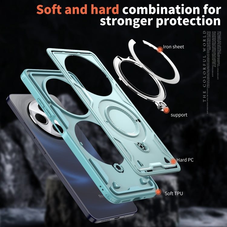 For Redmi 14C 4G / 5G / 14R 5G PC Hybrid TPU Armor MagSafe Ring Holder Phone Case