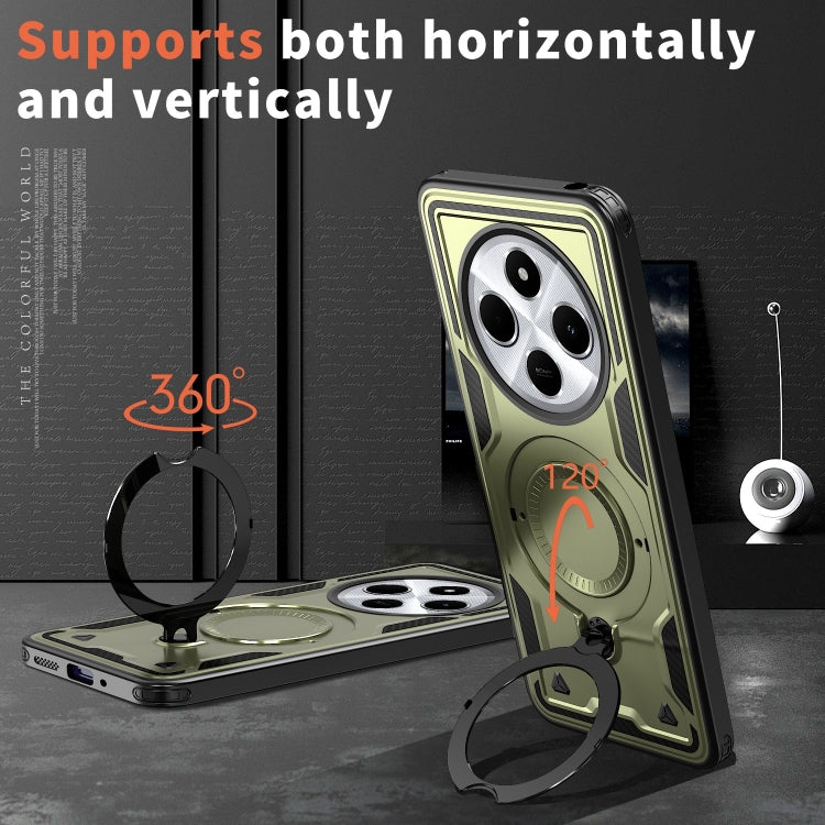 For Redmi 14C 4G / 5G / 14R 5G PC Hybrid TPU Armor MagSafe Ring Holder Phone Case