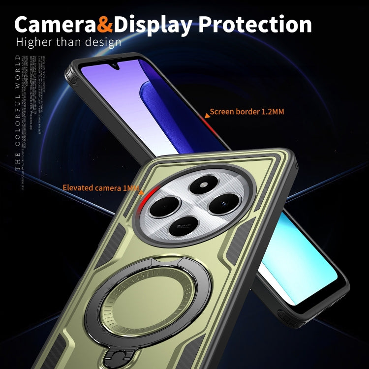 For Redmi 14C 4G / 5G / 14R 5G PC Hybrid TPU Armor MagSafe Ring Holder Phone Case