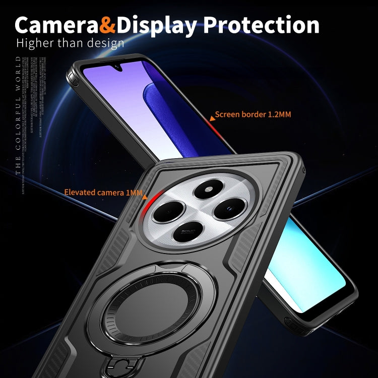 For Redmi 14C 4G / 5G / 14R 5G PC Hybrid TPU Armor MagSafe Ring Holder Phone Case