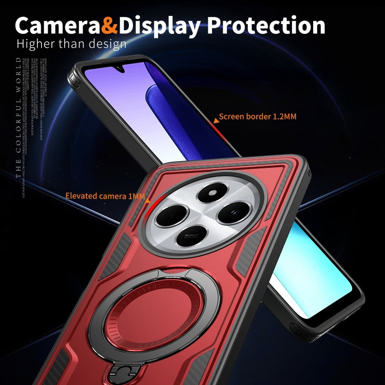 For Redmi 14C 4G / 5G / 14R 5G PC Hybrid TPU Armor MagSafe Ring Holder Phone Case