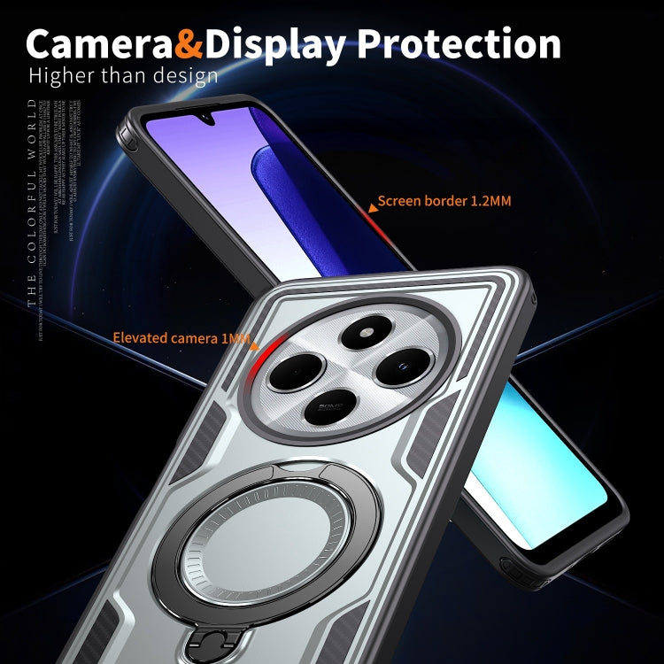 For Redmi 14C 4G / 5G / 14R 5G PC Hybrid TPU Armor MagSafe Ring Holder Phone Case