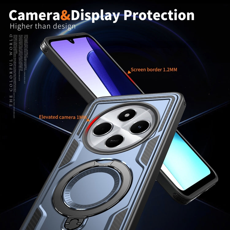 For Redmi 14C 4G / 5G / 14R 5G PC Hybrid TPU Armor MagSafe Ring Holder Phone Case