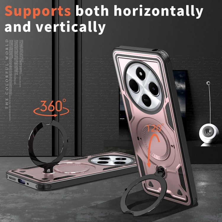 For Redmi 14C 4G / 5G / 14R 5G PC Hybrid TPU Armor MagSafe Ring Holder Phone Case