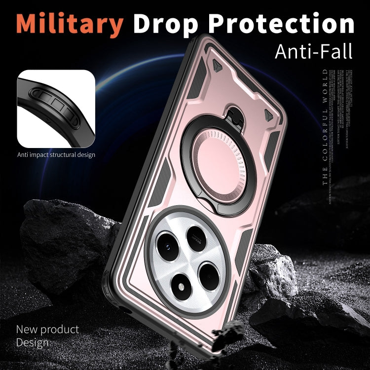 For Redmi 14C 4G / 5G / 14R 5G PC Hybrid TPU Armor MagSafe Ring Holder Phone Case