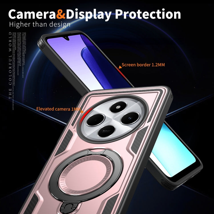 For Redmi 14C 4G / 5G / 14R 5G PC Hybrid TPU Armor MagSafe Ring Holder Phone Case